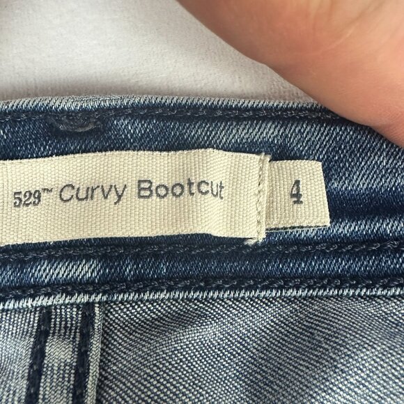 Levis Womens 529 Curvy Bootcut Jeans W27 L30 Medium Wash Distressed Denim - Picture 7 of 10